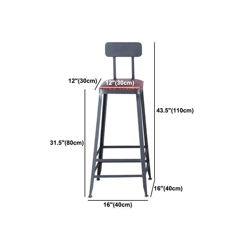 Industrial Leather Top Barstool Black 4 Legs Bar Stool for Indoor
