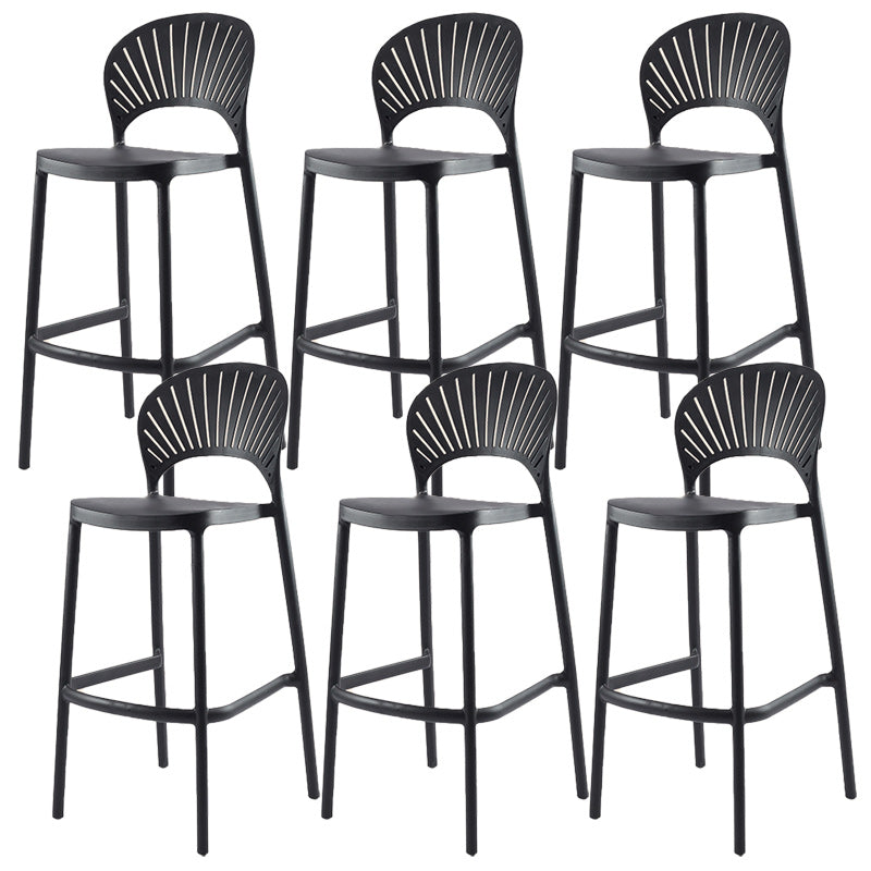 Modern Backrest Armless Counter Stool Plastic Stackable Bar Stool with 4 Legs