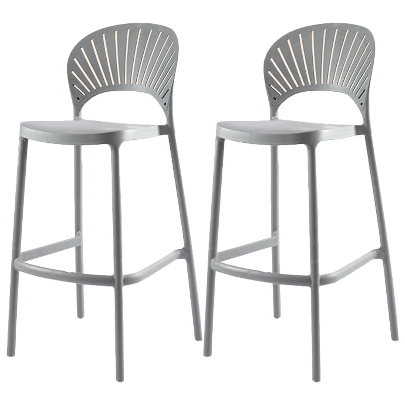 Modern Backrest Armless Counter Stool Plastic Stackable Bar Stool with 4 Legs