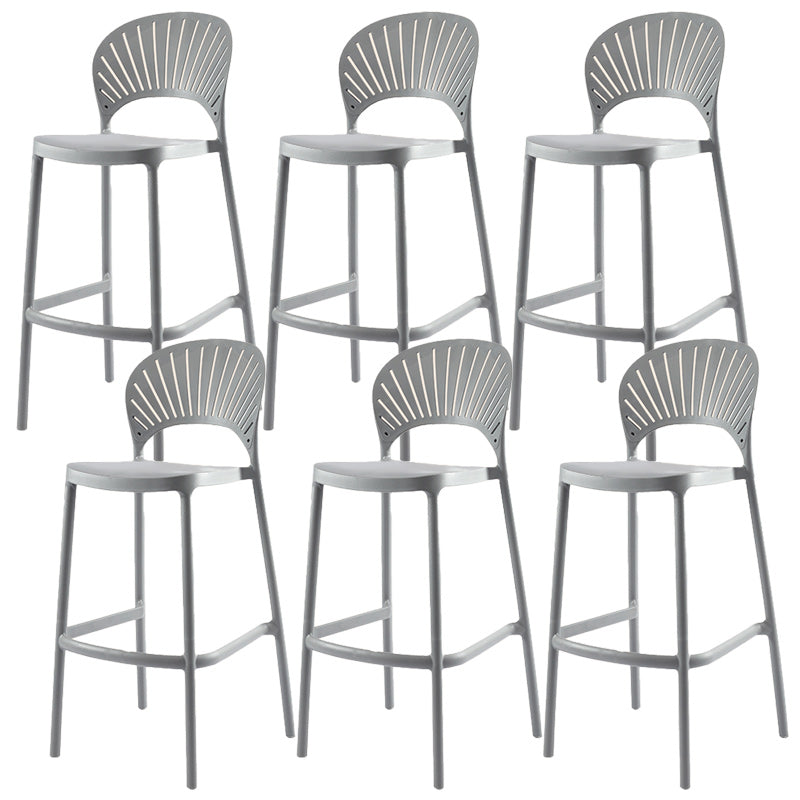 Modern Backrest Armless Counter Stool Plastic Stackable Bar Stool with 4 Legs