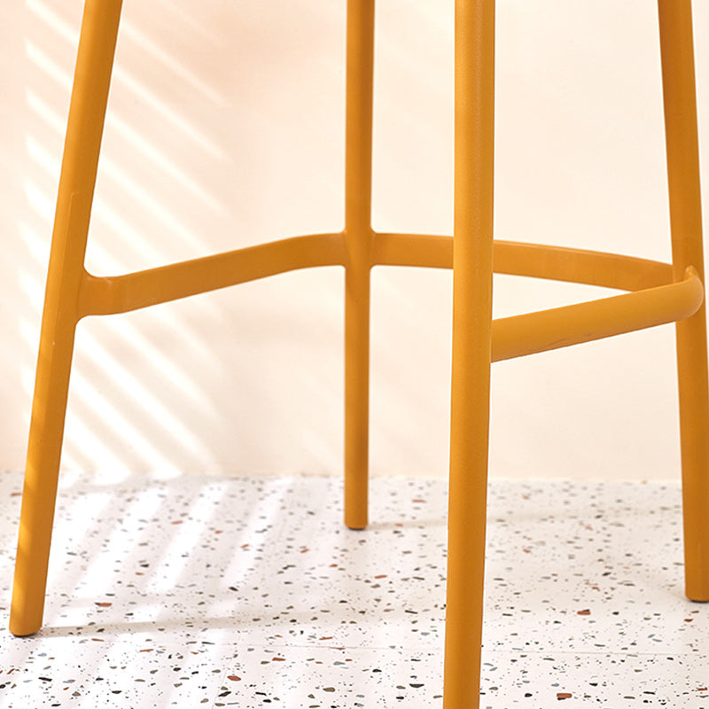 Modern Backrest Armless Counter Stool Plastic Stackable Bar Stool with 4 Legs