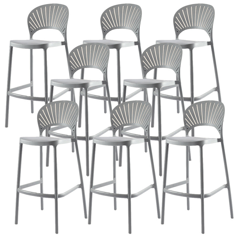 Modern Backrest Armless Counter Stool Plastic Stackable Bar Stool with 4 Legs