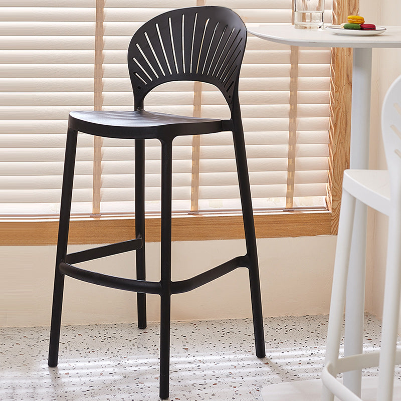 Modern Backrest Armless Counter Stool Plastic Stackable Bar Stool with 4 Legs