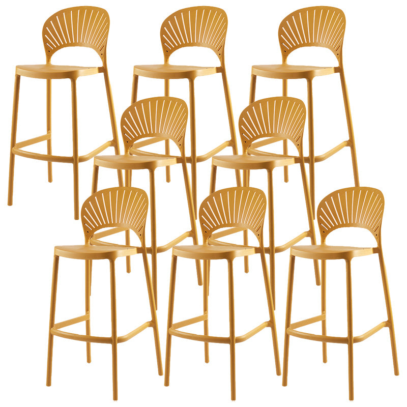 Modern Backrest Armless Counter Stool Plastic Stackable Bar Stool with 4 Legs