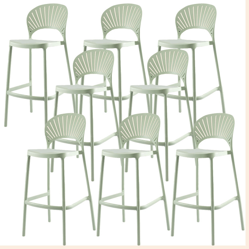 Modern Backrest Armless Counter Stool Plastic Stackable Bar Stool with 4 Legs