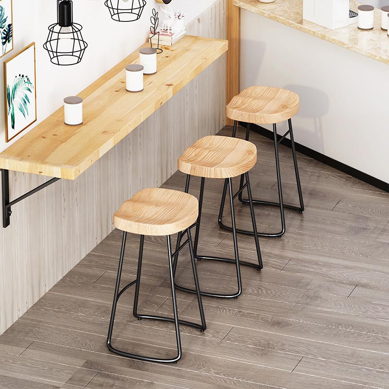 Modern Saddle Seat Bar-stool Solid Wood Counter Bar Stool for Home