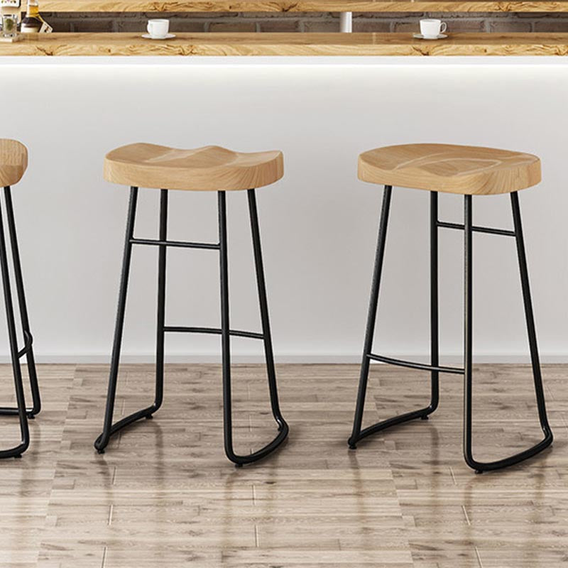 Modern Saddle Seat Bar-stool Solid Wood Counter Bar Stool for Home