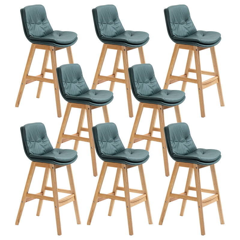 Modern Rubberwood Footrest Barstool Low Back Restaurant Stool