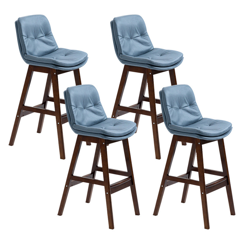 Modern Rubberwood Footrest Barstool Low Back Restaurant Stool