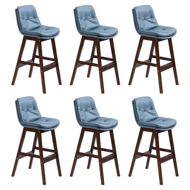 Modern Rubberwood Footrest Barstool Low Back Restaurant Stool