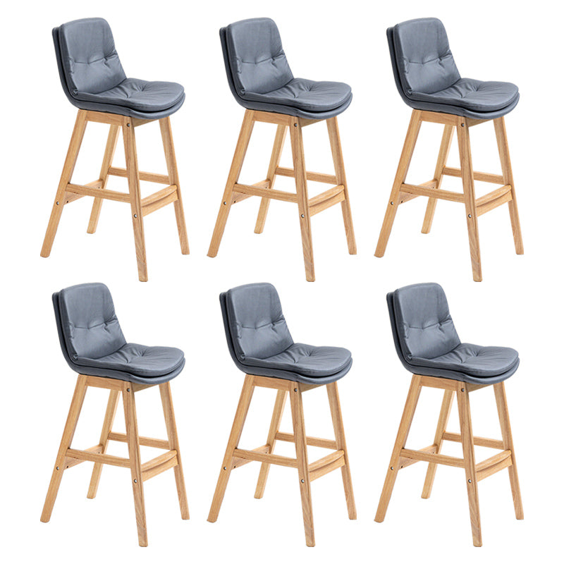 Modern Rubberwood Footrest Barstool Low Back Restaurant Stool