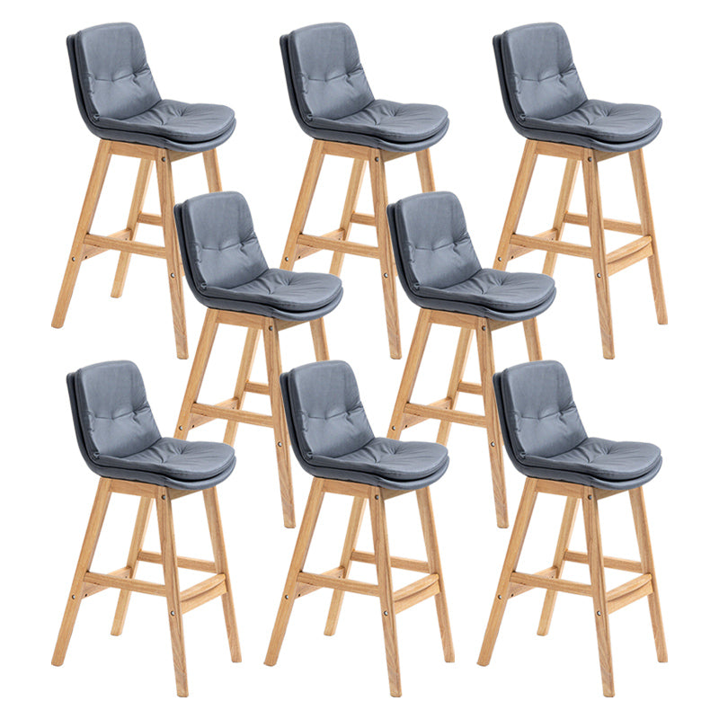 Modern Rubberwood Footrest Barstool Low Back Restaurant Stool
