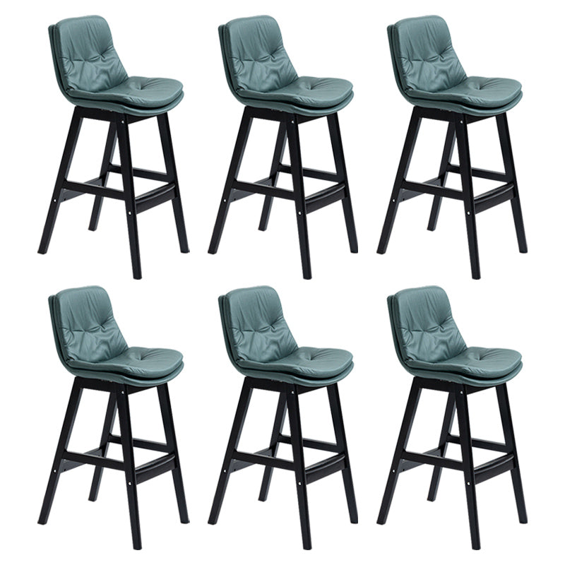 Modern Rubberwood Footrest Barstool Low Back Restaurant Stool