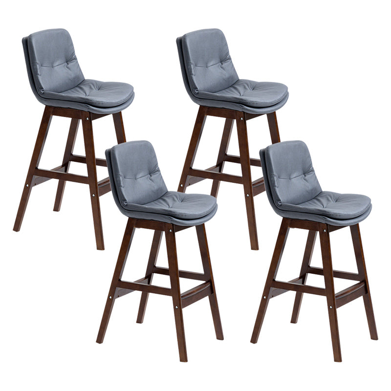 Modern Rubberwood Footrest Barstool Low Back Restaurant Stool