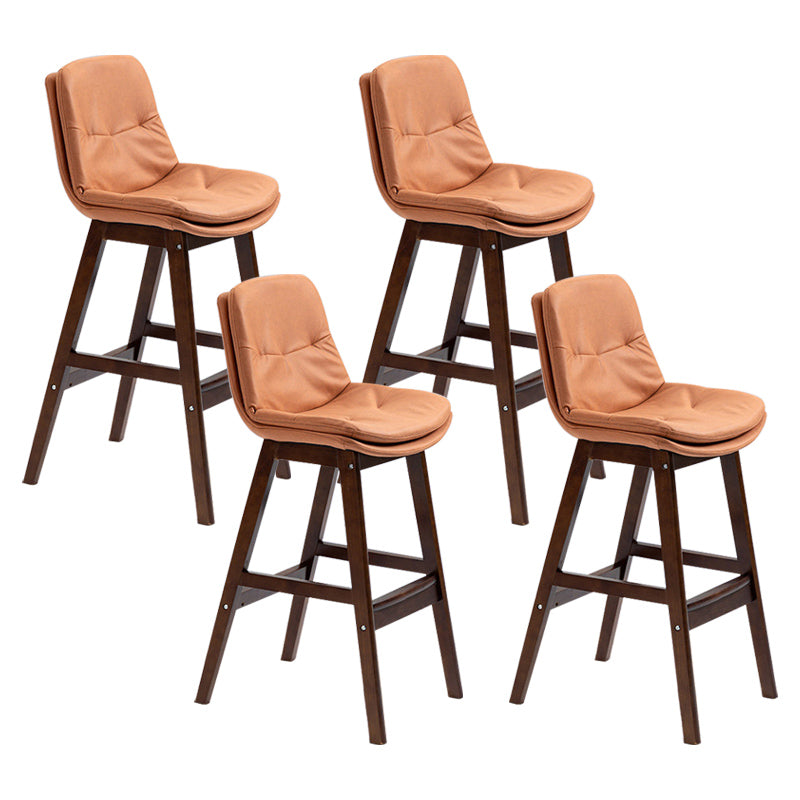Modern Rubberwood Footrest Barstool Low Back Restaurant Stool