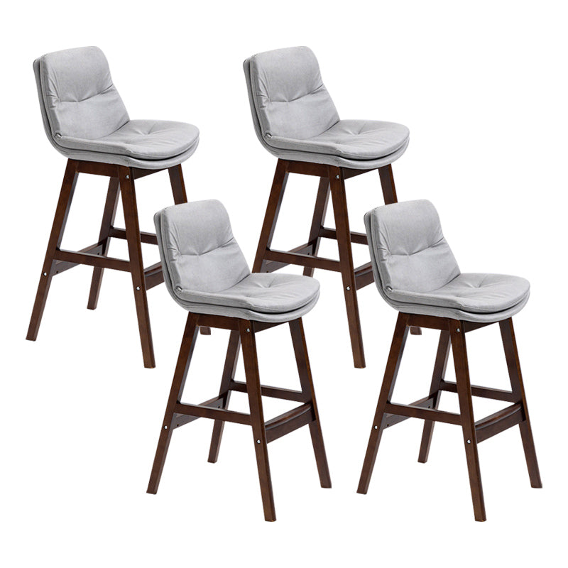 Modern Rubberwood Footrest Barstool Low Back Restaurant Stool