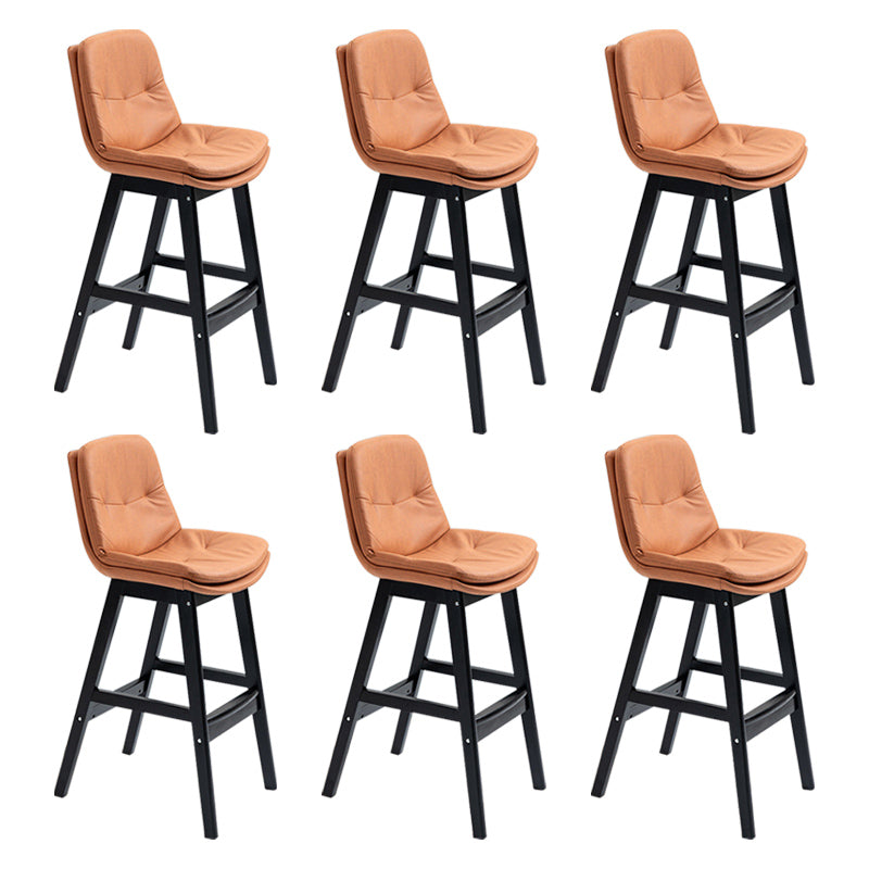Modern Rubberwood Footrest Barstool Low Back Restaurant Stool