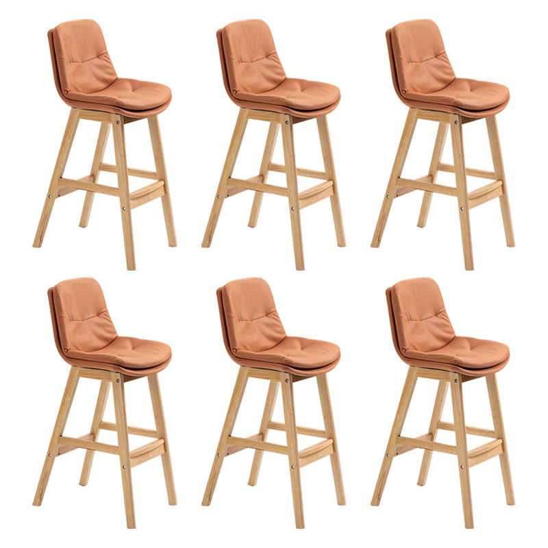 Modern Rubberwood Footrest Barstool Low Back Restaurant Stool