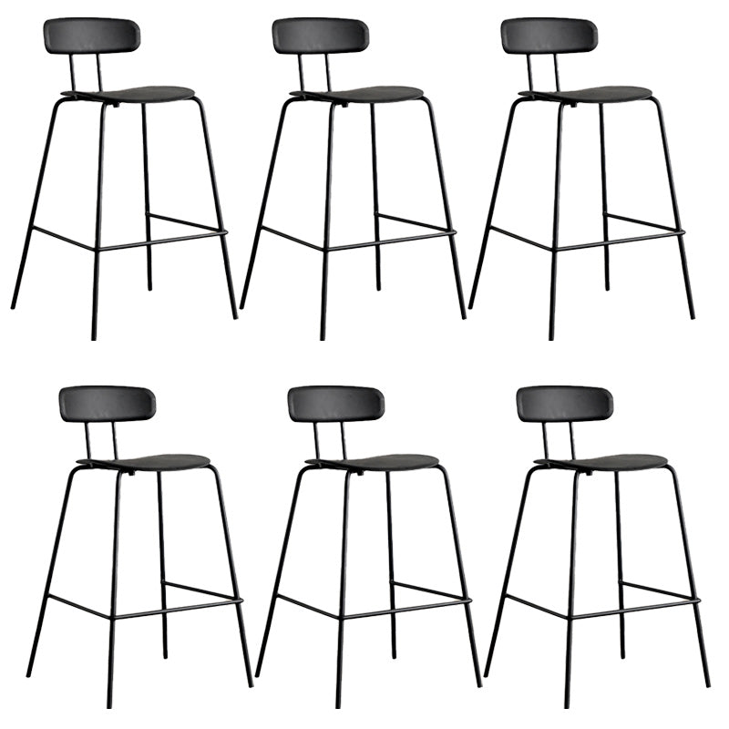 Modern Backrest Armless Counter Stool Metal Bar Stool with Plastic Cushion