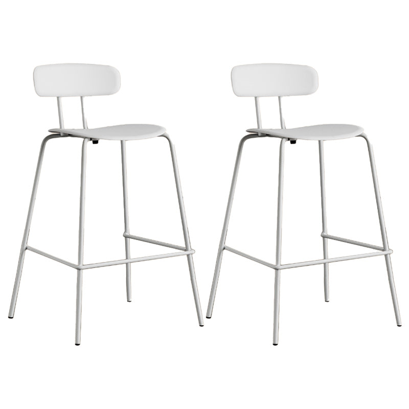 Modern Backrest Armless Counter Stool Metal Bar Stool with Plastic Cushion