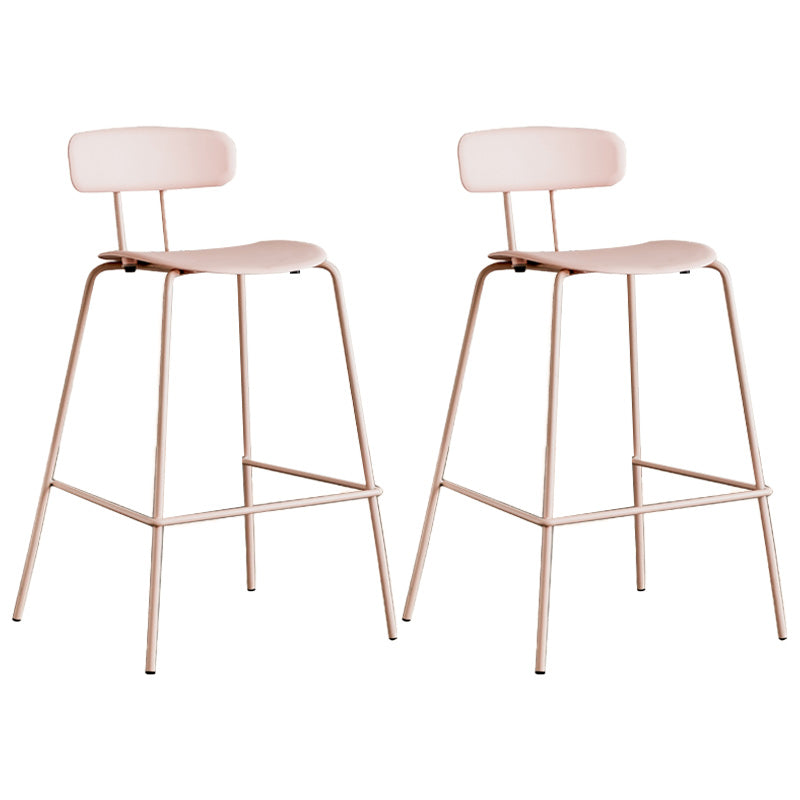 Modern Backrest Armless Counter Stool Metal Bar Stool with Plastic Cushion