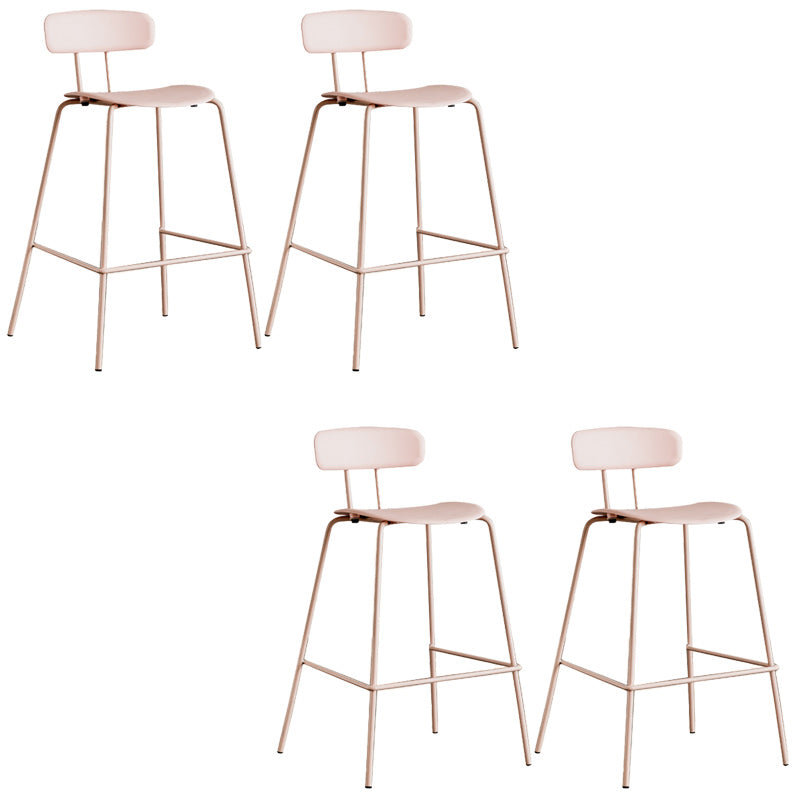 Modern Backrest Armless Counter Stool Metal Bar Stool with Plastic Cushion