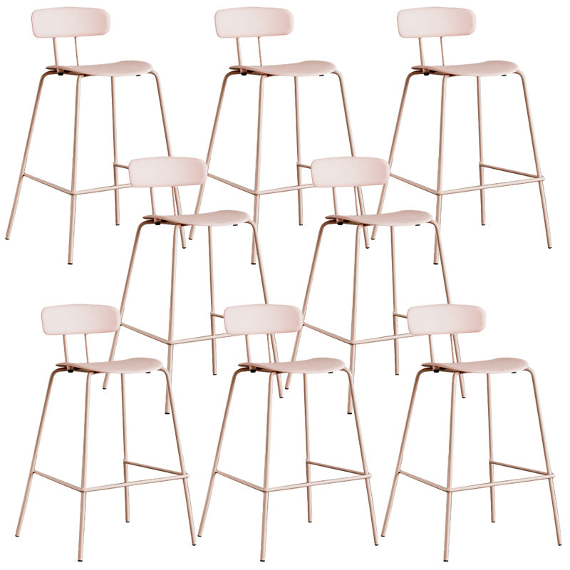 Modern Backrest Armless Counter Stool Metal Bar Stool with Plastic Cushion