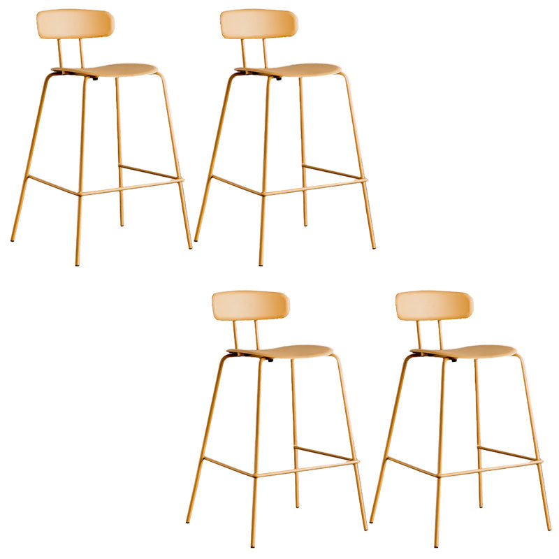 Modern Backrest Armless Counter Stool Metal Bar Stool with Plastic Cushion