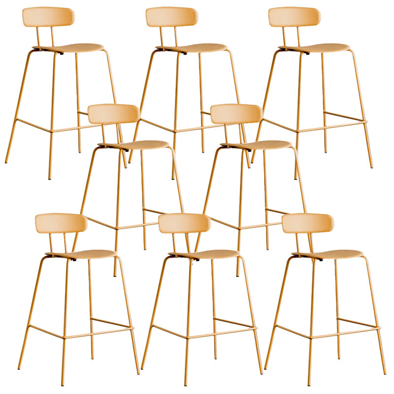 Modern Backrest Armless Counter Stool Metal Bar Stool with Plastic Cushion