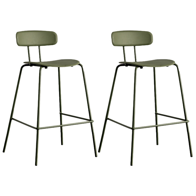 Modern Backrest Armless Counter Stool Metal Bar Stool with Plastic Cushion