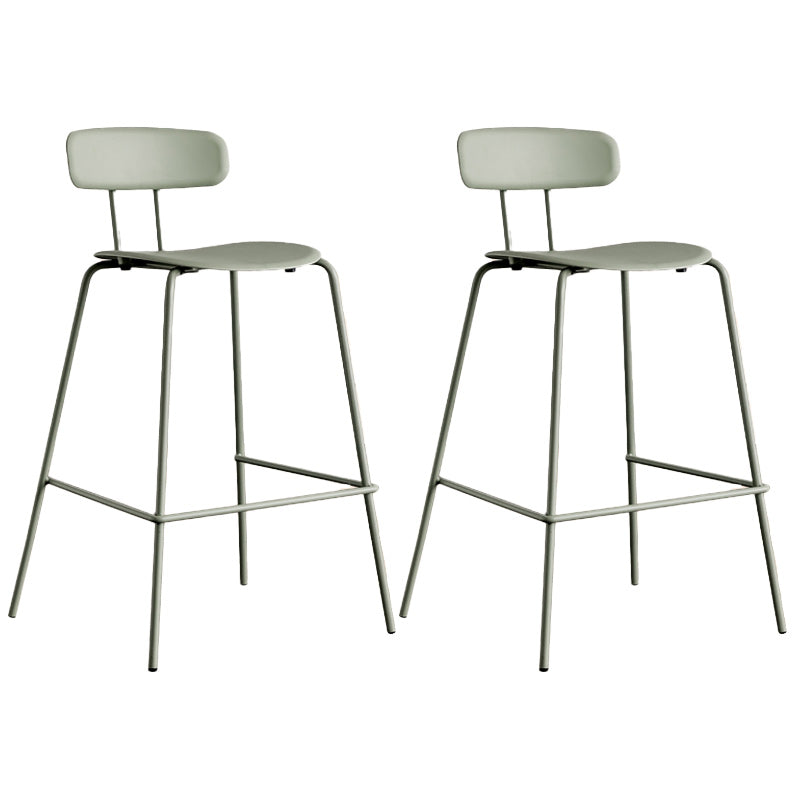 Modern Backrest Armless Counter Stool Metal Bar Stool with Plastic Cushion