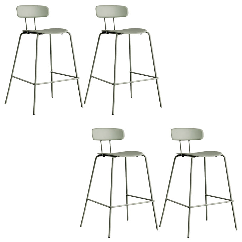 Modern Backrest Armless Counter Stool Metal Bar Stool with Plastic Cushion
