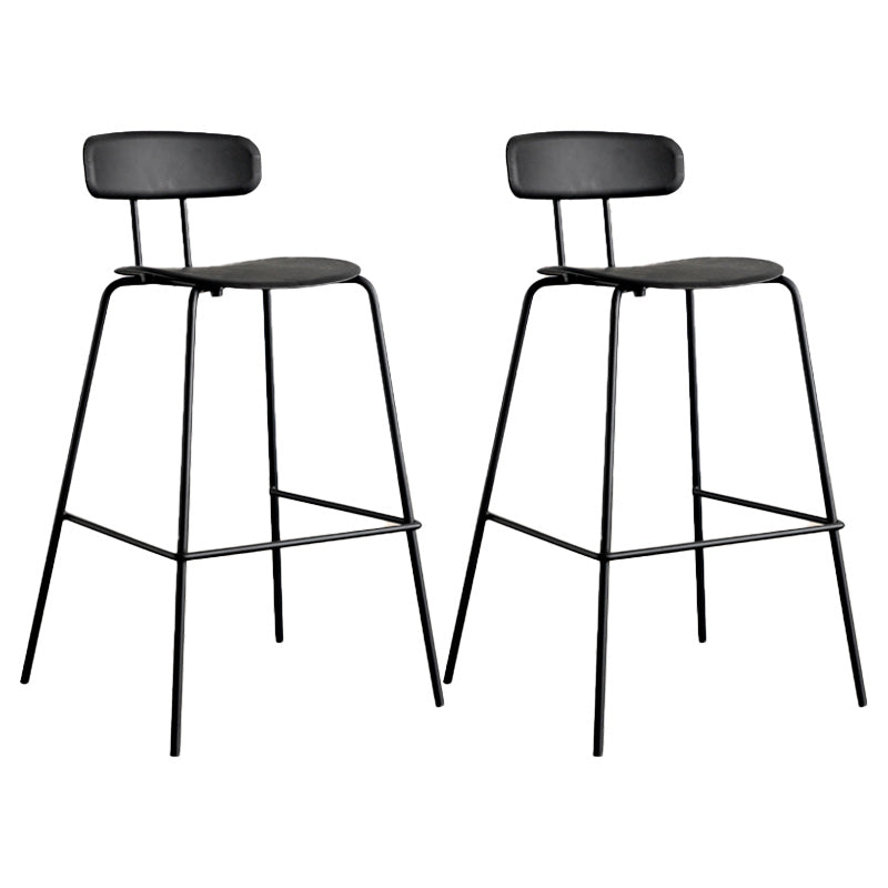 Modern Backrest Armless Counter Stool Metal Bar Stool with Plastic Cushion