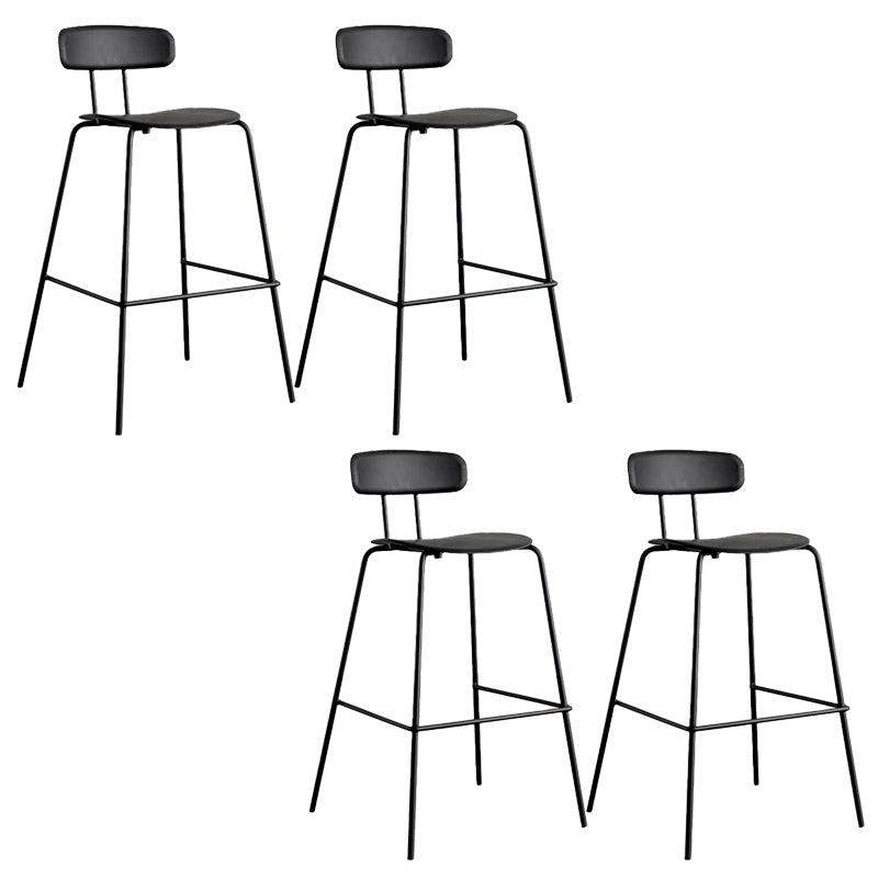 Modern Backrest Armless Counter Stool Metal Bar Stool with Plastic Cushion
