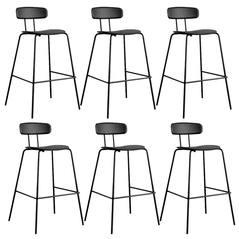 Modern Backrest Armless Counter Stool Metal Bar Stool with Plastic Cushion
