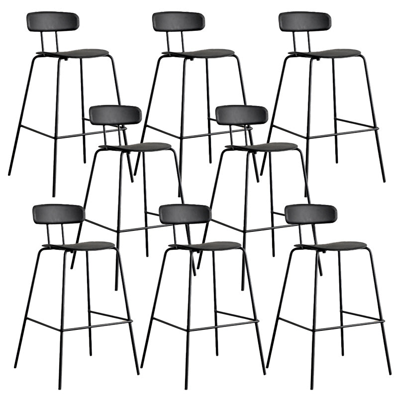 Modern Backrest Armless Counter Stool Metal Bar Stool with Plastic Cushion