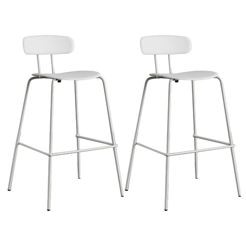 Modern Backrest Armless Counter Stool Metal Bar Stool with Plastic Cushion