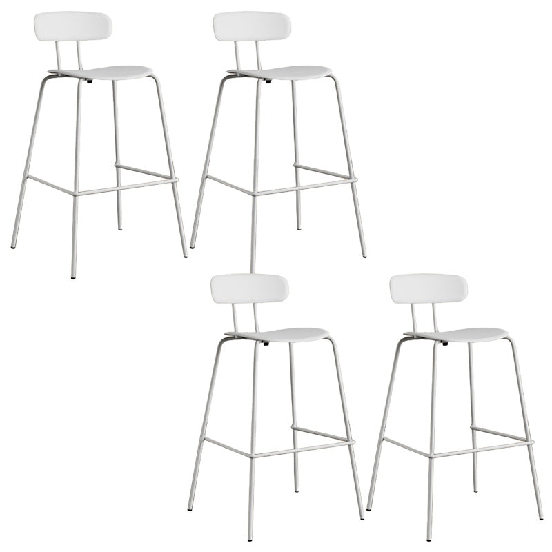 Modern Backrest Armless Counter Stool Metal Bar Stool with Plastic Cushion