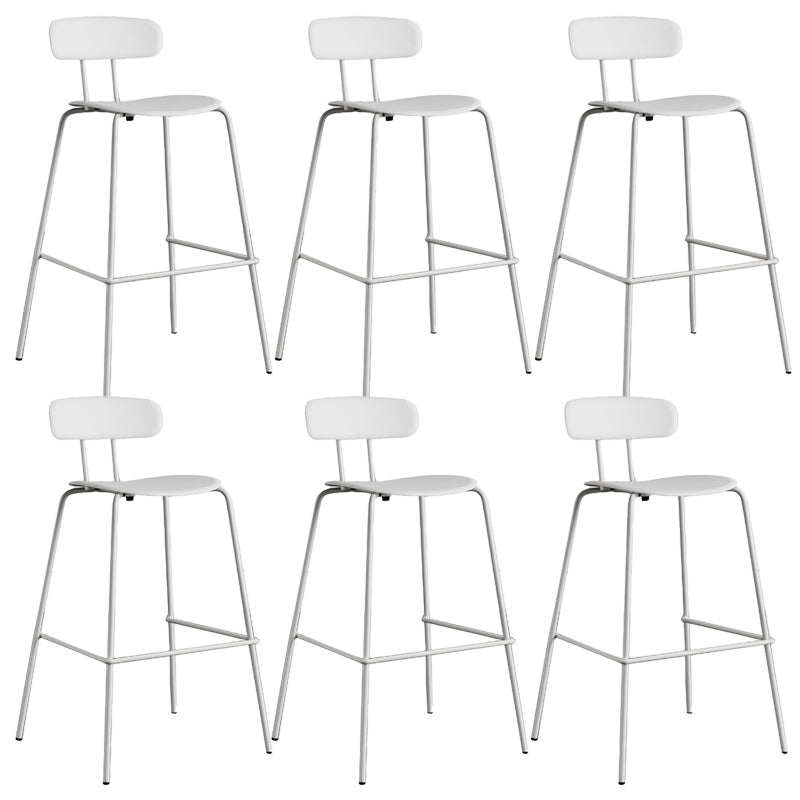 Modern Backrest Armless Counter Stool Metal Bar Stool with Plastic Cushion
