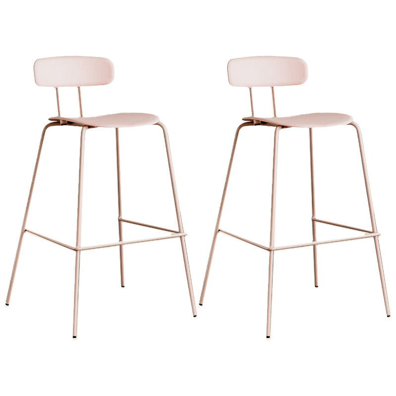 Modern Backrest Armless Counter Stool Metal Bar Stool with Plastic Cushion