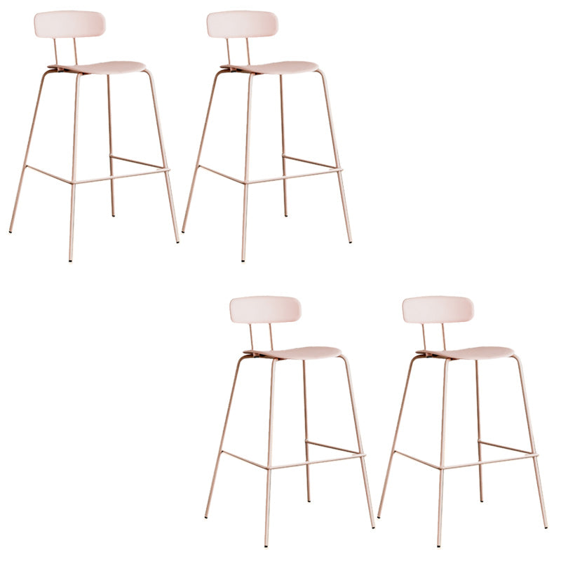 Modern Backrest Armless Counter Stool Metal Bar Stool with Plastic Cushion