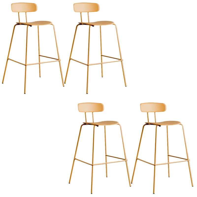 Modern Backrest Armless Counter Stool Metal Bar Stool with Plastic Cushion