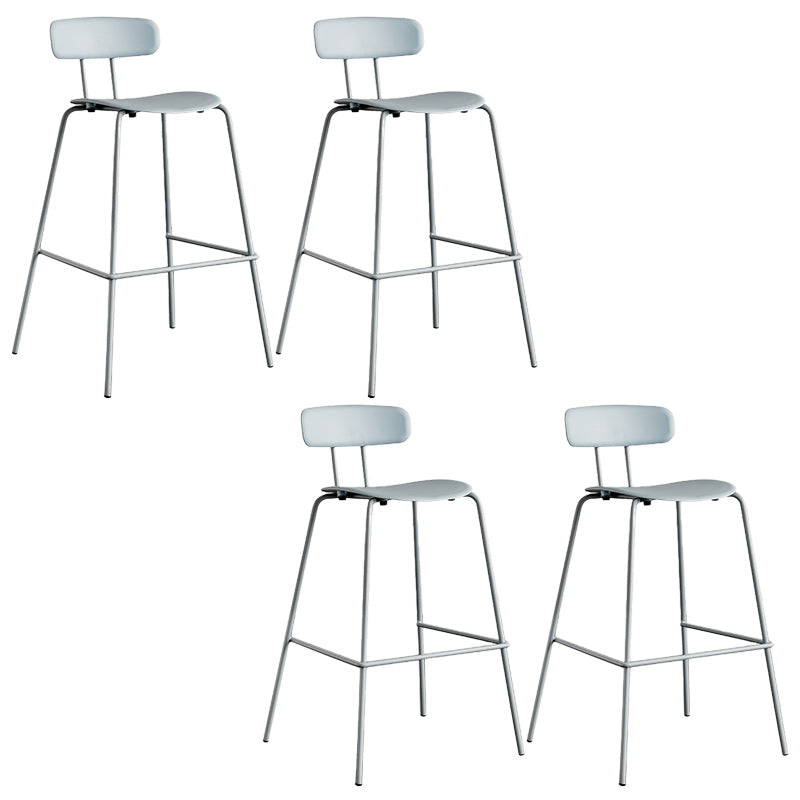 Modern Backrest Armless Counter Stool Metal Bar Stool with Plastic Cushion