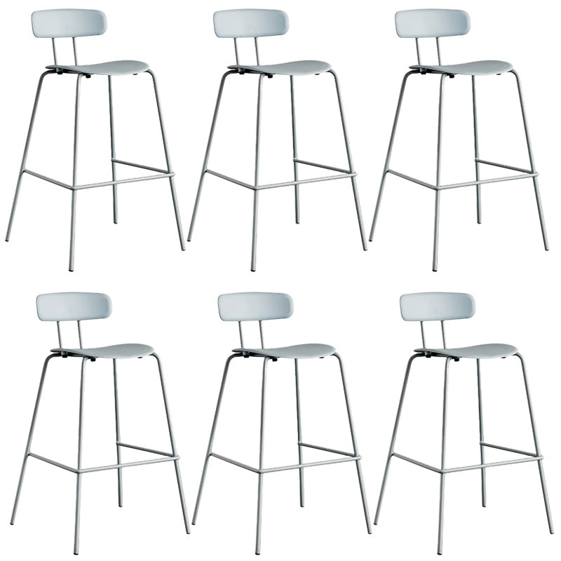 Modern Backrest Armless Counter Stool Metal Bar Stool with Plastic Cushion