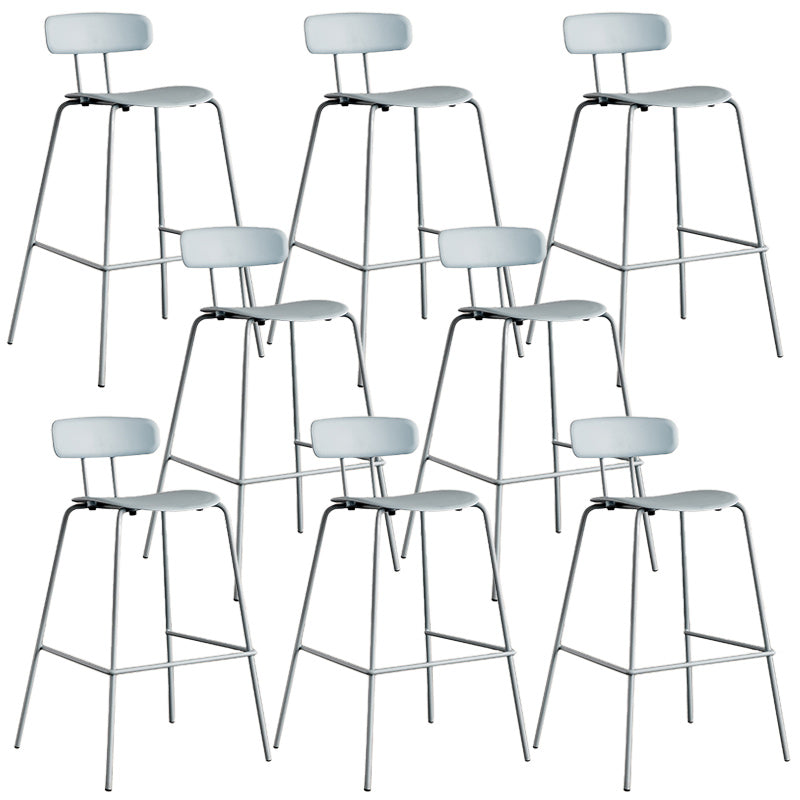 Modern Backrest Armless Counter Stool Metal Bar Stool with Plastic Cushion