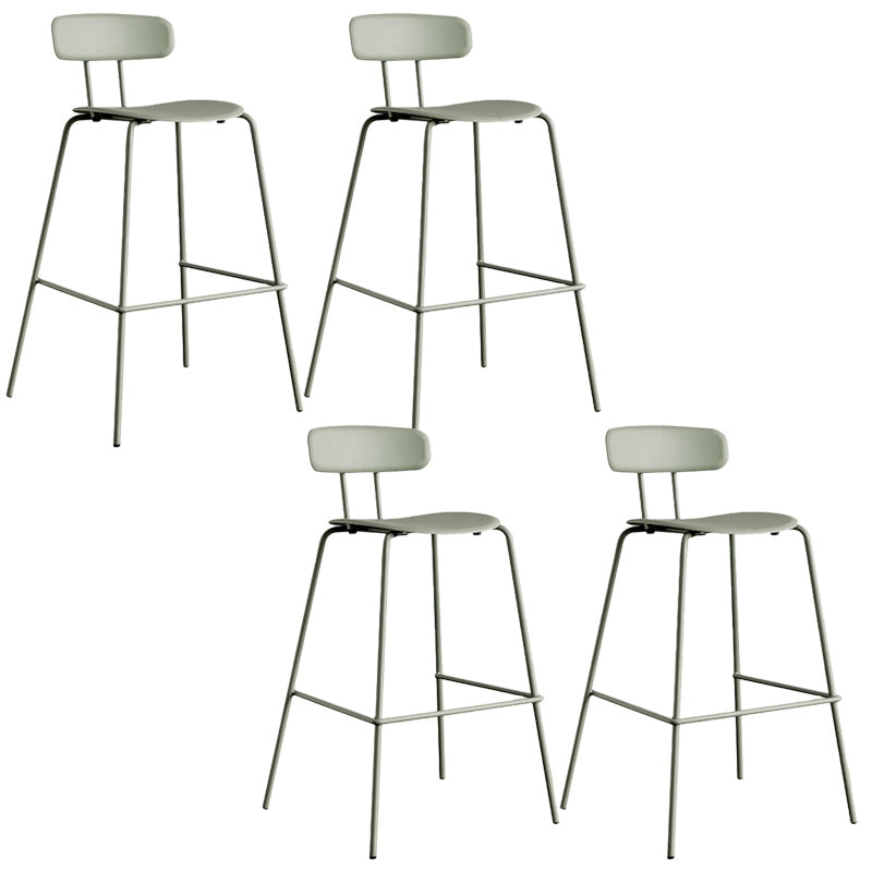 Modern Backrest Armless Counter Stool Metal Bar Stool with Plastic Cushion