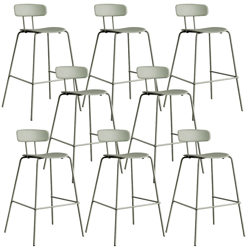 Modern Backrest Armless Counter Stool Metal Bar Stool with Plastic Cushion