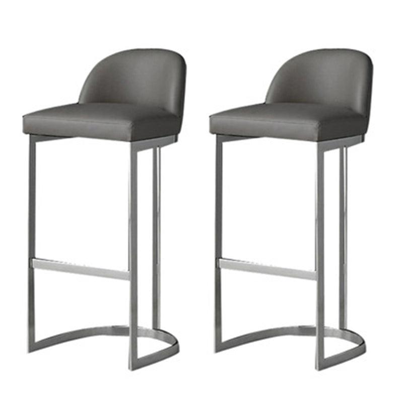 Scandinavian Round Leather Counter Stool Low Back Stools for Kitchen