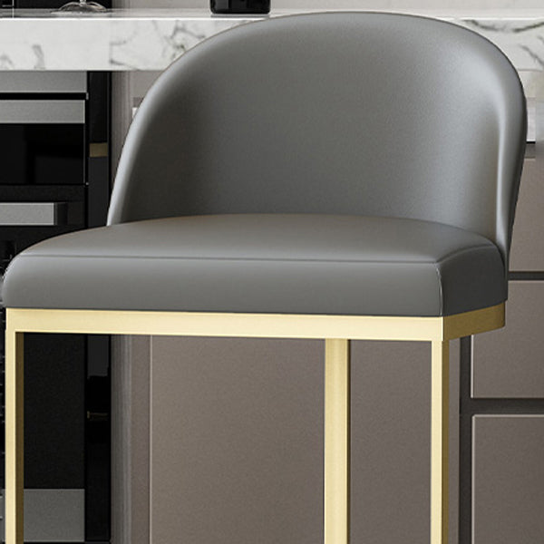 Scandinavian Round Leather Counter Stool Low Back Stools for Kitchen