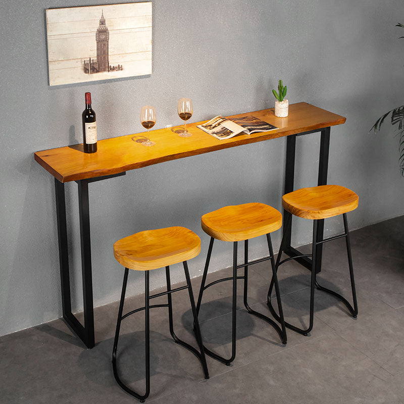 Industrial Rectangle Solid Wood Bar Table Set 1/4 Pieces Counter Table with High Stools